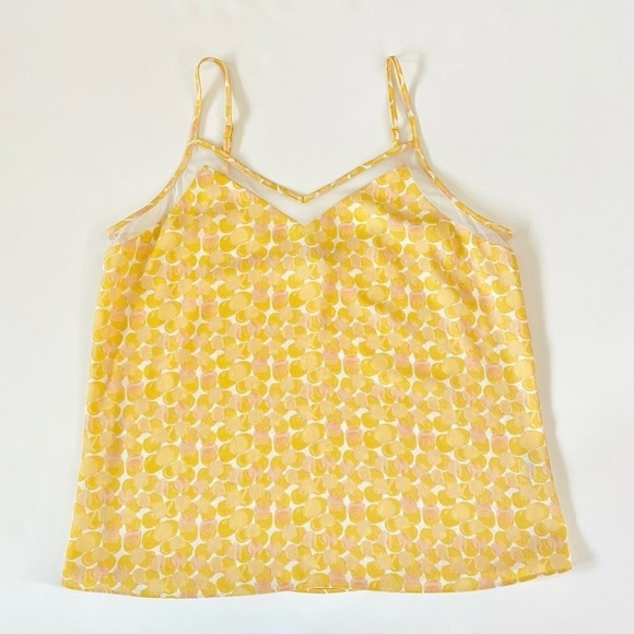 Nine West EUC Yellow Spaghetti Strap Camisole/Tank Top with Sheer Detail, XS - Picture 1 of 6